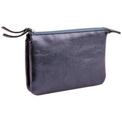 CUIRISÉ Petite Pochette 2 compartiments 13x9 cm - Pétrole