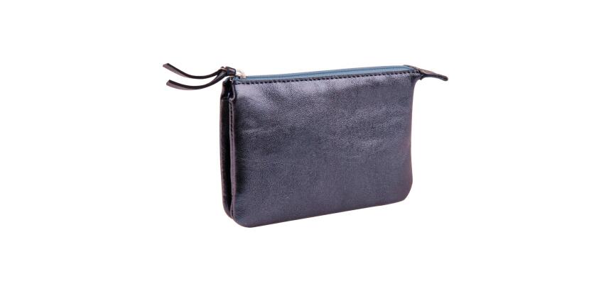 CUIRISÉ Petite Pochette 2 compartiments 13x9 cm - Pétrole
