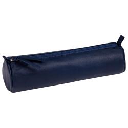 CUIR TEINTÉ Trousse Ø5,5x22 cm Bleu foncé