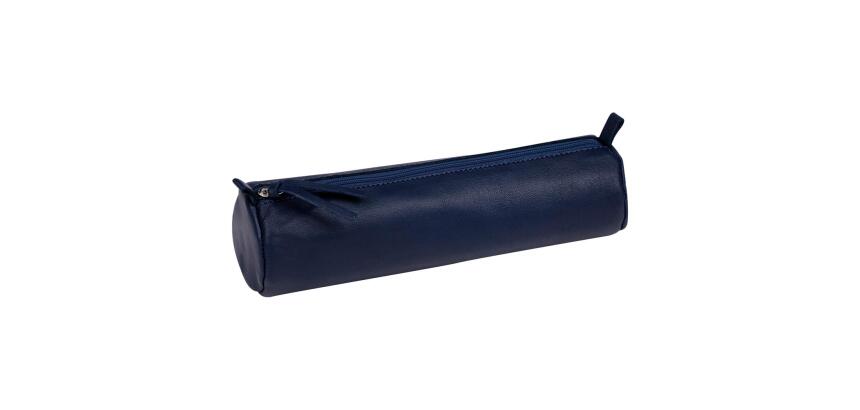 CUIR TEINTÉ Trousse Ø5,5x22 cm Bleu foncé