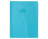 Protège-cahiers grain losange PVC 18/100ème avec porte-étiquette 24x32 cm - Bleu clair