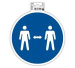 Panneau adhesif exacompta pvc antiderapant gardez vos       distances 20cm coloris bleu