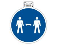 Non-slip adhesive PVC panel Keep your distance 20 cm - Blue