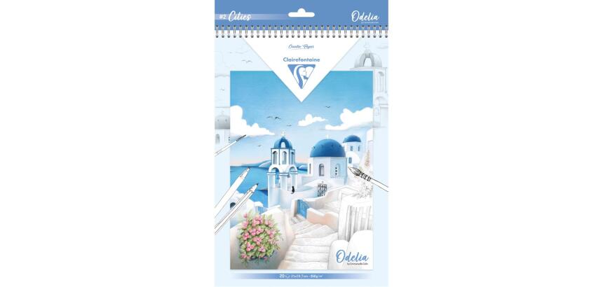ODELIA, Bloc de coloriage multi-techniques de 20 feuilles A4 250g, Les villes