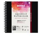 Rhodia Touch Watercolor Book, papier 100% coton grain satiné 300g - 21x21 cm, 40 pages - Noir