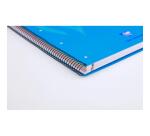 Cahier à spirale Mimesys NEON A4+ 240 pages détachables perforées 4 trous petits carreaux et cadre en-tête 5 couleurs de bandes couverture polypropylène - Assortis