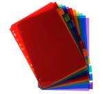 Intercalaires PP transparent couleurs avec porte étiquette A4 12 positions - Couleurs assorties