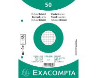 Paquet 50 fiches sous film - bristol quadrillé 5x5 perforé 170x220mm - Blanc