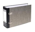 Classeur à levier papier marbre gris dos de 70mm - A5 horizontal. - Gris-dos noir