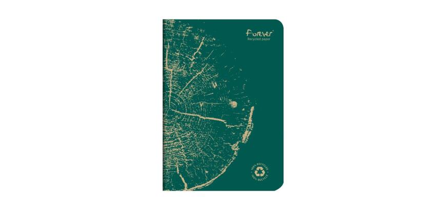 Carnet piqué FOREVER PREMIUM 100% recyclé A5 96 pages ligné papier recyclé blanc 90 g - Vert pin