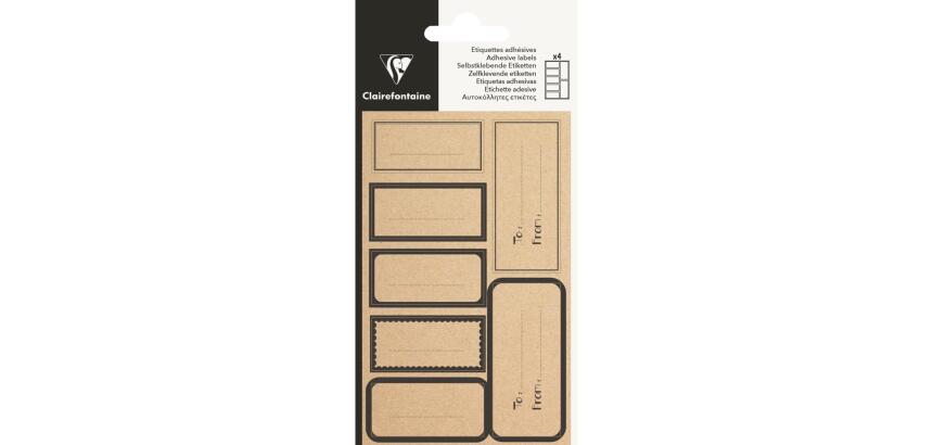 Etiquette Adhésive, Kraft rectangle noir - Noir