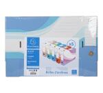 Lot 5 boites archive dos 80mm carton ondulé - Couleurs assorties