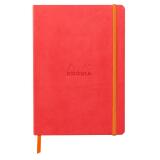 Rhodiarama carnet souple A5 160 pages ligné papier ivoire 90g fermeture élastique - Corail