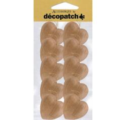 Sachet de 10 coeurs avec cordon 3x10,5x24cm - Kraft