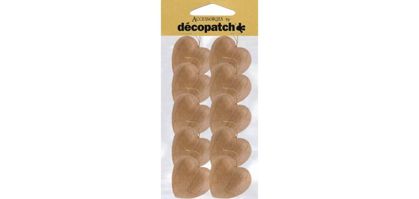 Sachet de 10 coeurs avec cordon 3x10,5x24cm - Kraft