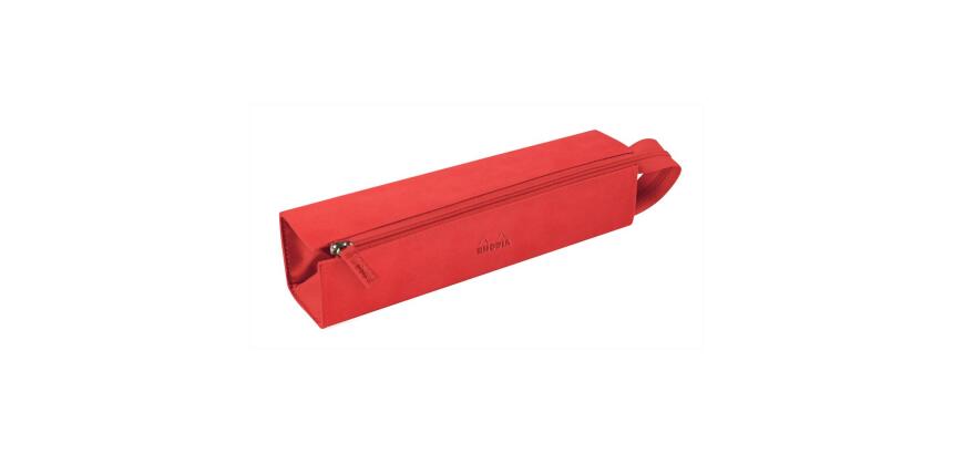 Rhodiarama trousse plumier simili cuir italien 23x5x5 cm - Corail