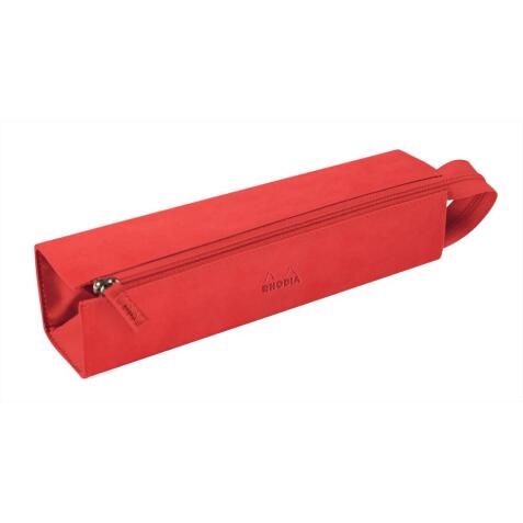 Rhodiarama trousse plumier simili cuir italien 23x5x5 cm - Corail