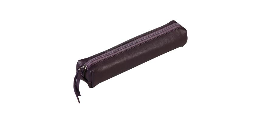 Lawrence CUIR Trousse SLIM 19,5x2,5x4 cm Aubergine