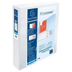 Classeur personnalisable rigide 2 poches KreaCover - 2 anneaux en D 50mm - A4 maxi - Blanc