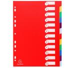 Intercalaires en plastique, uni, A4, 12 touches