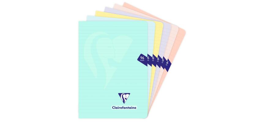 Carnet piqué Mimesys PASTEL A5 96 pages ligné couverture polypropylène - Assortis
