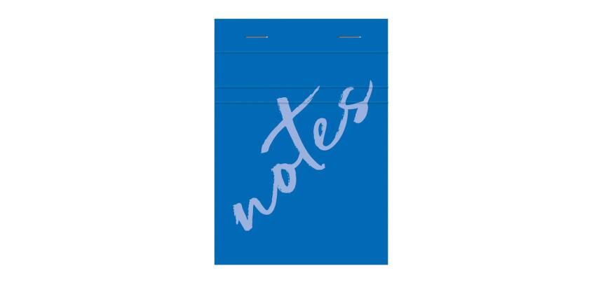 Bloc de bureau Notes agrafé en-tête A7 100 feuilles petits carreaux 60 g - Bleu clair