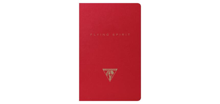 Flying Spirit Red carnet piqûre textile 7,5x12cm 48p ligné motifs assortis papier ivoire 90g - Rouge