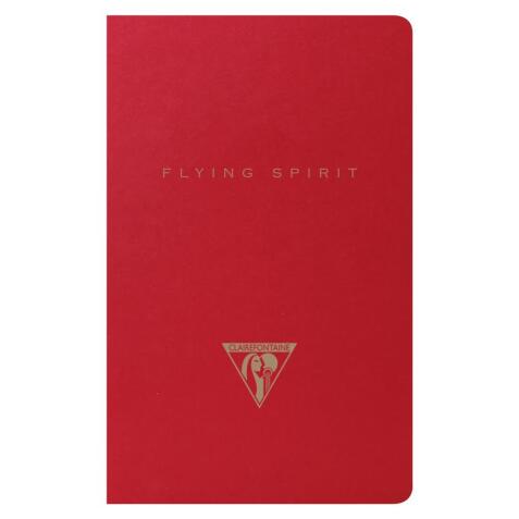 Flying Spirit Red carnet piqûre textile 7,5x12cm 48p ligné motifs assortis papier ivoire 90g - Rouge