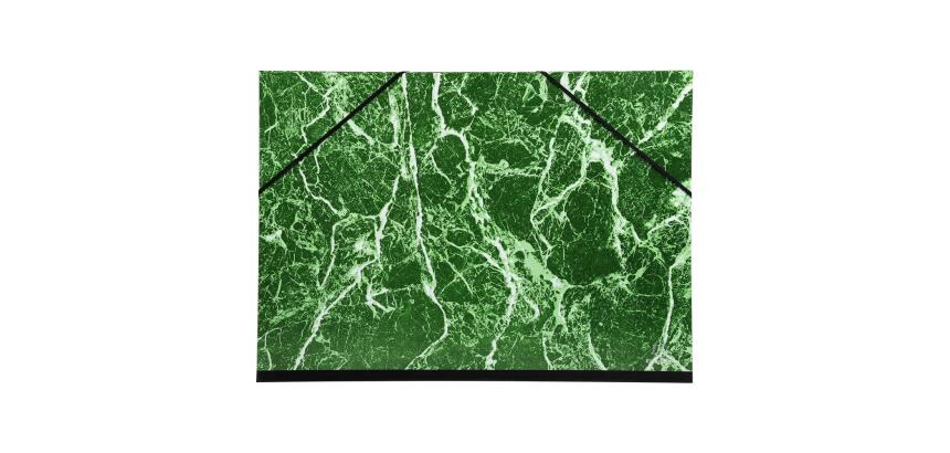 Carpetas de dibujo jaspeada barnizada con gomas elásticas - 37x52 cm para archivar 32,5x50 cm - Lomo de tela: 3 cm - Verde