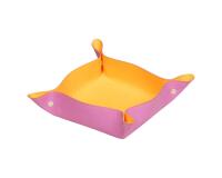 Rhodiarama reversibler Taschenleerer aus italienischem Kunstleder, 12x12x4,5cm - Flieder