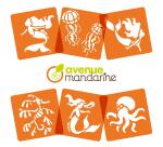 Set de 6 pochoirs enfants, Sirènes et créatures marines - Orange