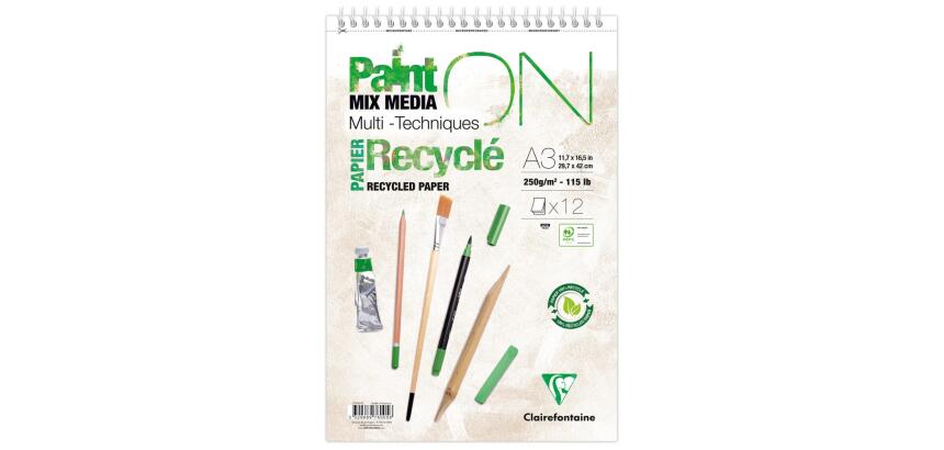 PaintON Recyclé bloc spiralé 12F A3+ 250g