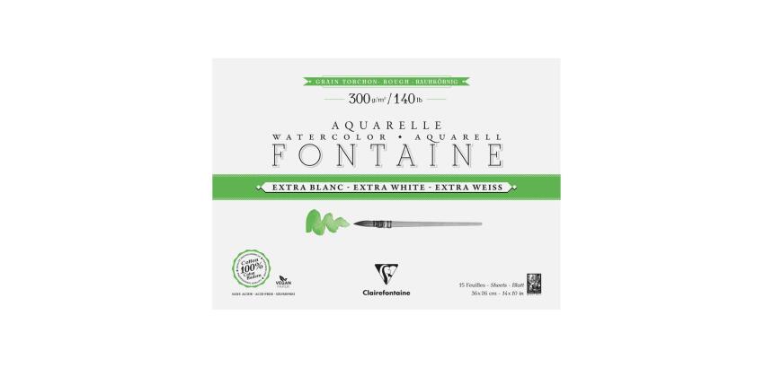 Fontaine Extra Blanc Grain Torchon bloc collé 4 côtés 15F 26x36cm 300g