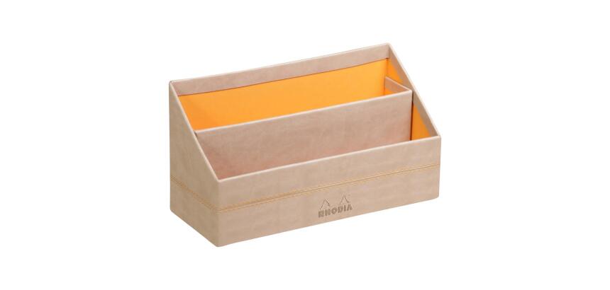 Rhodiarama porte-courrier simili cuir italien 25x10x14 cm - Beige