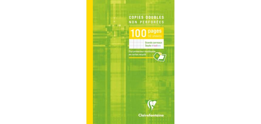 Copies doubles sous étui A4 100 pagesnon perforées grands carreaux