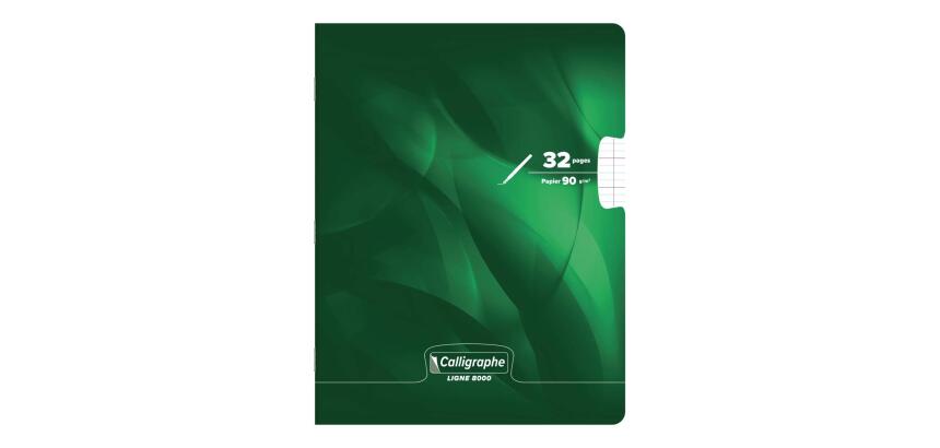 Cahier d'écriture piqué 8000 CARTE 17x22 cm 32 pages grands carreaux 4 mm agrandis 16x16 mm 90 g - Vert