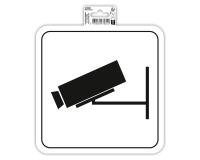 Zelfklevend bord camera bewaking 20cm - Wit