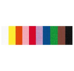 CRÉPON IGNIFUGÉ, Paquet de 10 feuilles 38g/m2 au format 2,50x0,50m - Assortiment