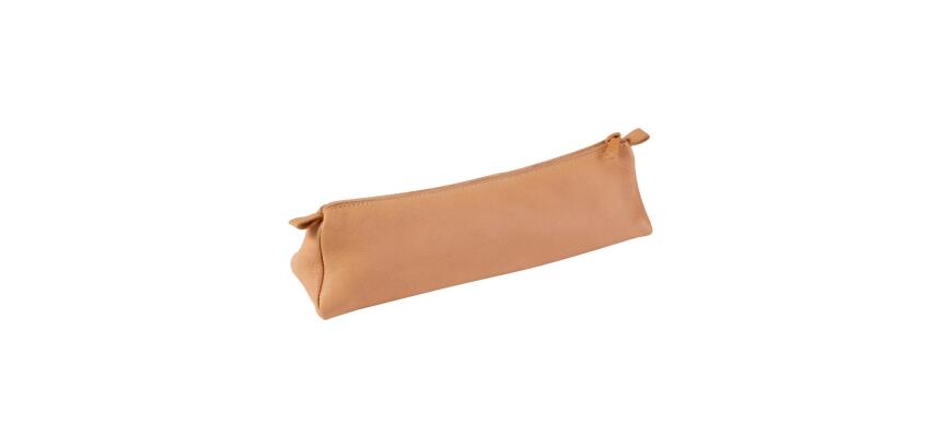 Trousse trapèze, cuir naturel