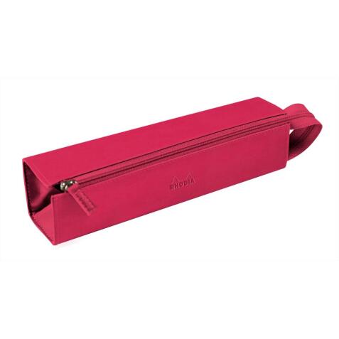 Rhodiarama trousse plumier simili cuir italien 23x5x5 cm - Framboise