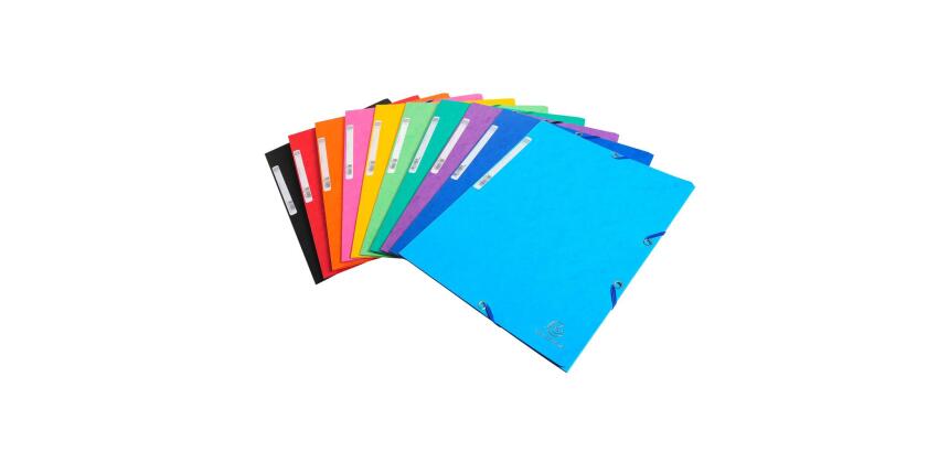 Carpetas Exacompta con gomas cartulina lustrada 3 solapas - Colores surtidos vivos