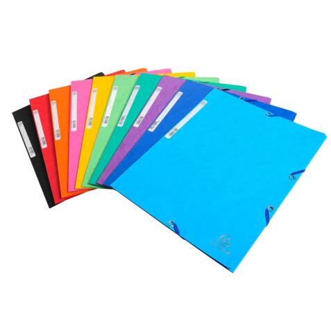 Exacompta Pressboard Elasticated 3 Flap Folder 400gsm A4 - Assorted colours