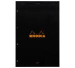 Bloc agrafé Rhodia N°20 21x31,8 cm ligné avec marge 80 feuillets perforation 4 trous 80g - Noir