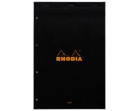 Bloc agrafé Rhodia N°20 21x31,8 cm ligné avec marge 80 feuillets perforation 4 trous 80g - Noir