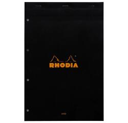 Bloc agrafé perforé N°20 A4+ 80 feuilles lignées + marge 80 g. - Noir