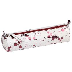 COSMICUIR CUIR Lisse Trousse ronde Ø5,5x22 cm Cerise