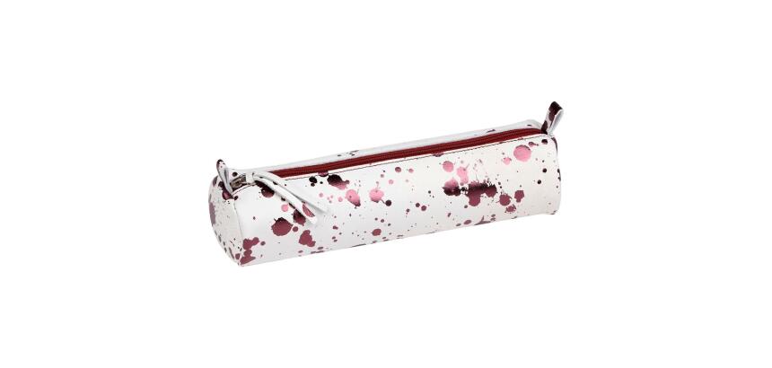 COSMICUIR CUIR Lisse Trousse ronde Ø5,5x22 cm Cerise