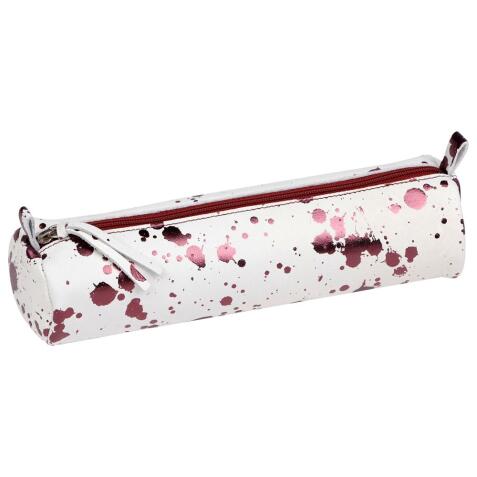 COSMICUIR CUIR Lisse Trousse ronde Ø5,5x22 cm Cerise