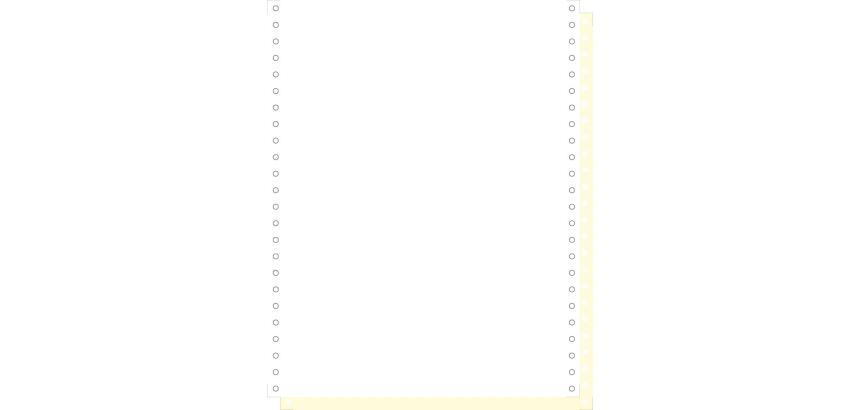 "1000 fogli di listing autocopianti bianco/giallo 240x12"" 2 pieghe Bande Caroll Staccabili" - Bianco