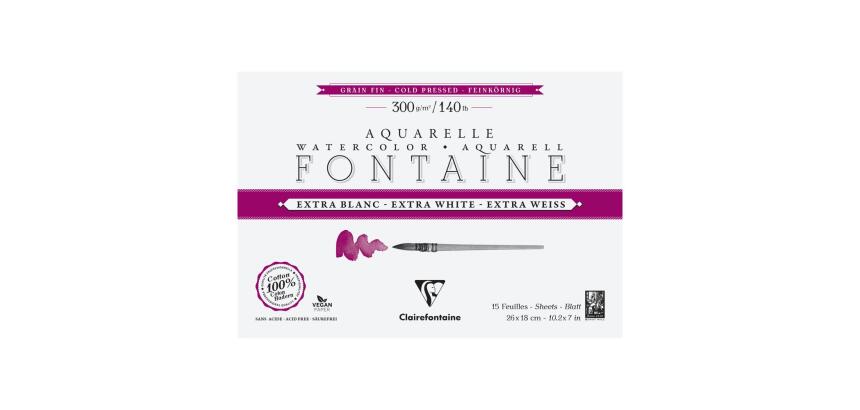 Fontaine Extra Blanc Grain Fin bloc collé 4 côtés 15F 18x26cm 300g